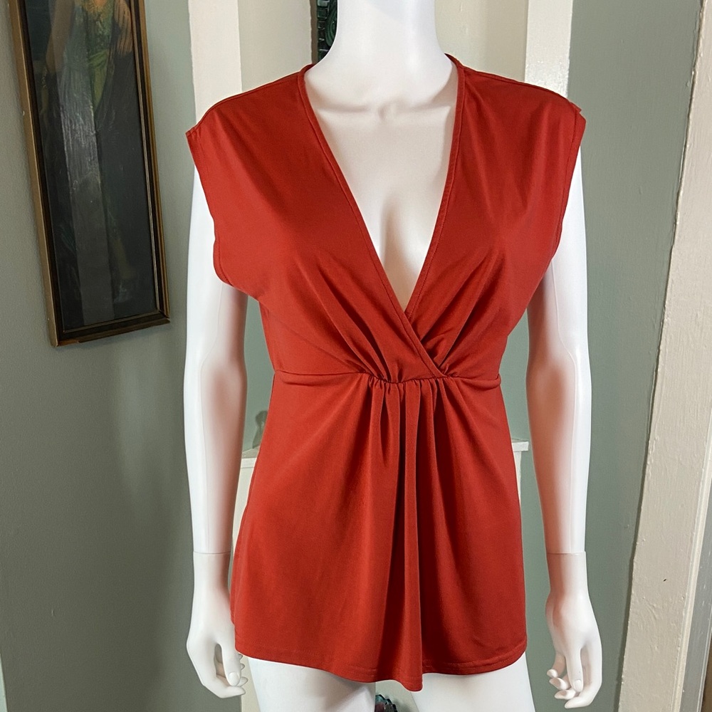 41 Hawthorn Wrap Crossover Rust Copper Sleeveless Top Blouse Shirt Medium M